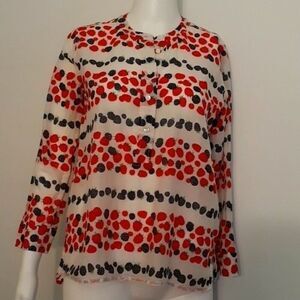 j. crew top cotton silk 0p xs shirt blouse summer fruit raspberry blackberry